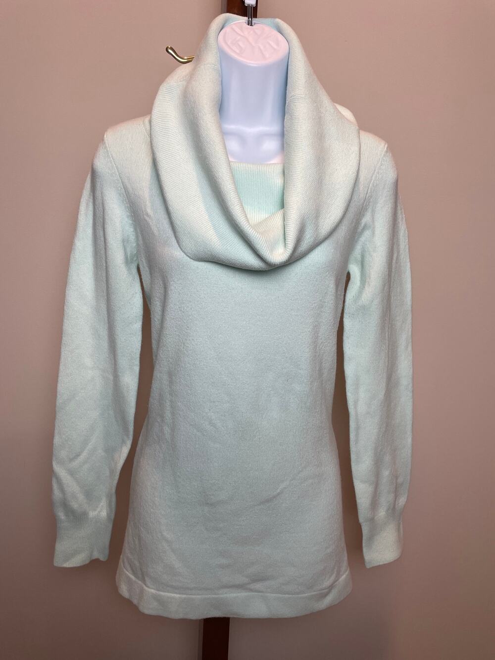 French Connection Cowl Neck Knit Sweater Size S Light Teal